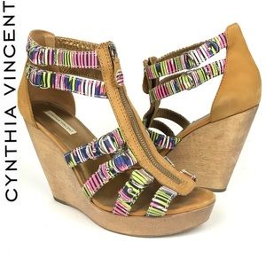 Cynthia Vincent Gladiador JAGGER Wedge Platform Sandals Sz 9